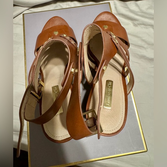 EUC Louise et Cie Vira Block Leather Sandal Chestnut size 6.5 - Picture 7 of 10
